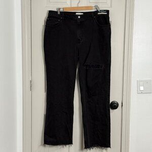 Abercrombie Fitch The 90s Relaxed Jean Women 18/34 Black Distressed‎ Hi Rise Y2K